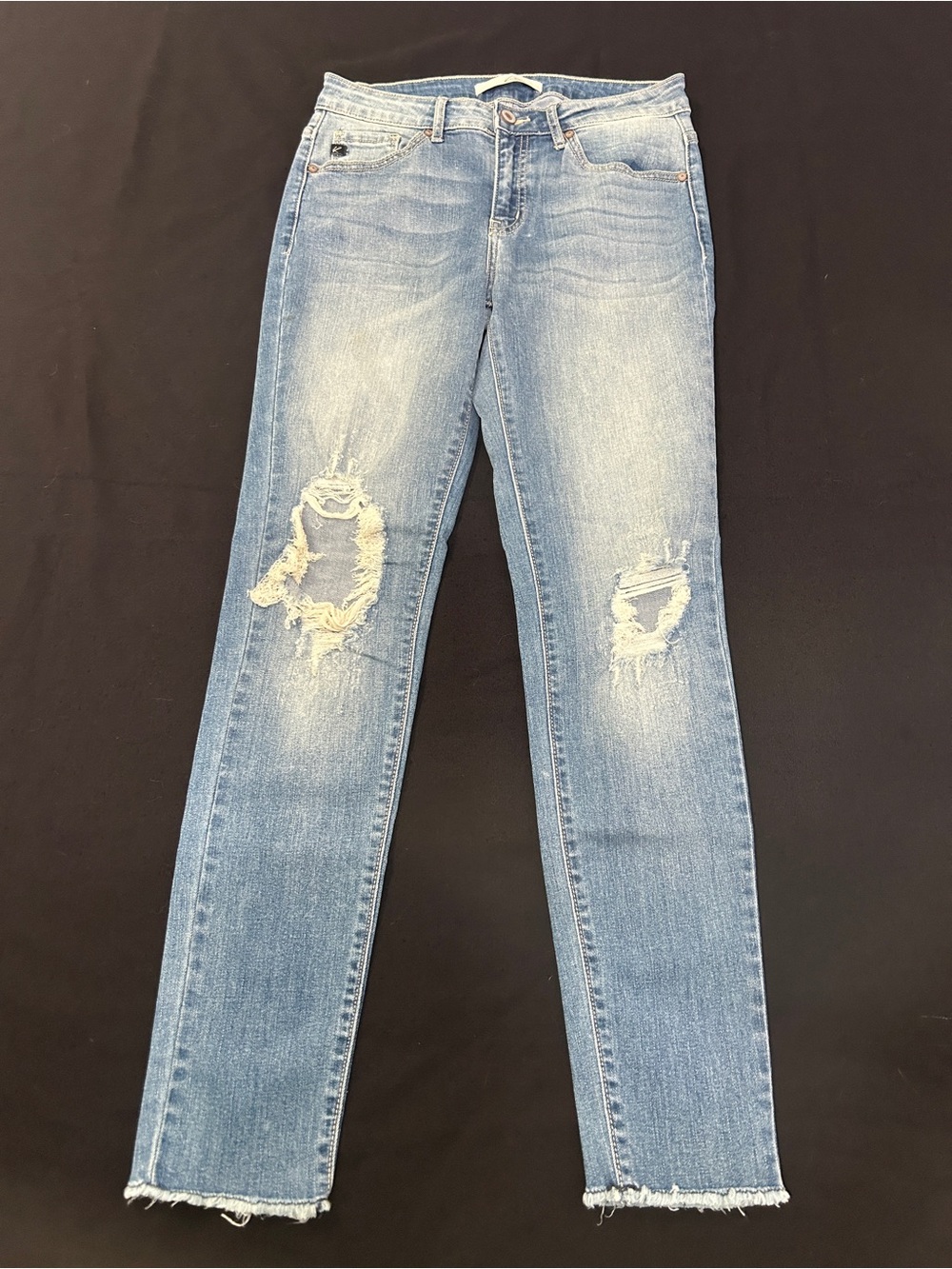 Women’s KanCan Distressed Skinny Jeans Size 7/27 Stretch Denim Light Wash